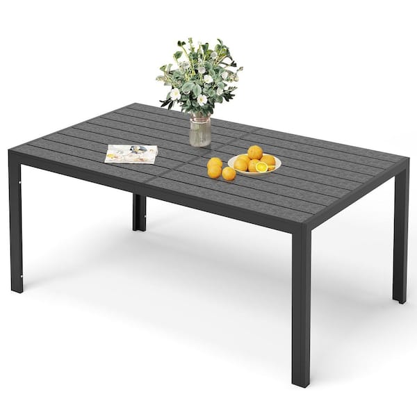 Patio Dining Table for 4-6 Person Outdoor Patio Table 59 in.Weather Resistant Rectangular Table for Deck Garden Backyard
