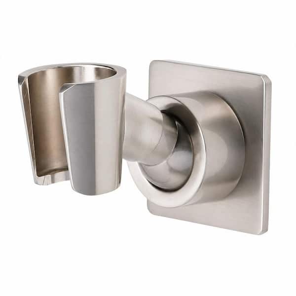 1-Piece Shower Head Holder in Brushed Nickel, All Metal Adhesive Shower Wall Mount Holder, Brass Shower Spray Holder