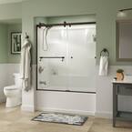 Portman 60 x 58-3/4 in. Frameless Contemporary Sliding Bathtub Door in Bronze with Frosted Glass