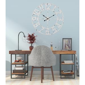 Manhattan Industrial Wall Clock, Analog, White, 32"