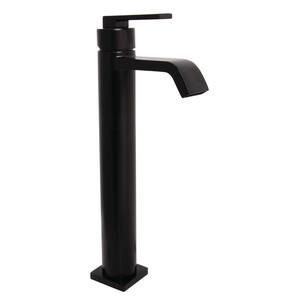 Lura Single Hole Single-Handle Vessel Bathroom Faucet with Push-pop Drain in Matte Black