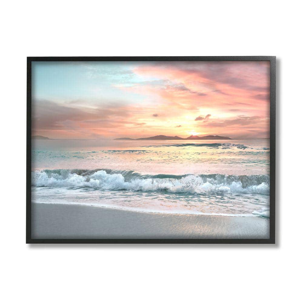 Morning Sunrise Beach Landscape Framed Canvas Print, 14 x 11
