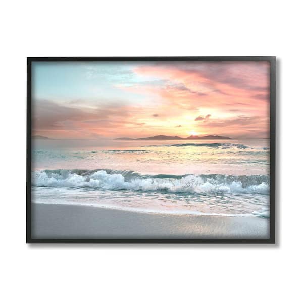 Stupell Industries Sunrise Beach Landscape Rolling Tide By Mike Calascibetta Framed Print Nature Texturized Art 16 in. x 20 in.