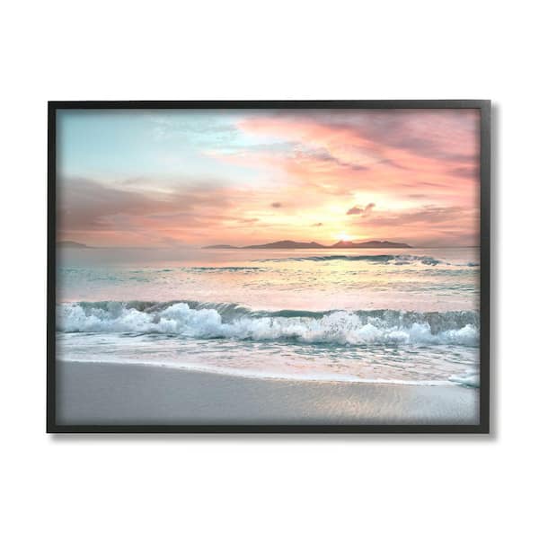 Stupell Industries Sunrise Beach Landscape Rolling Tide By Mike Calascibetta Framed Print Nature Texturized Art 11 in. x 14 in.