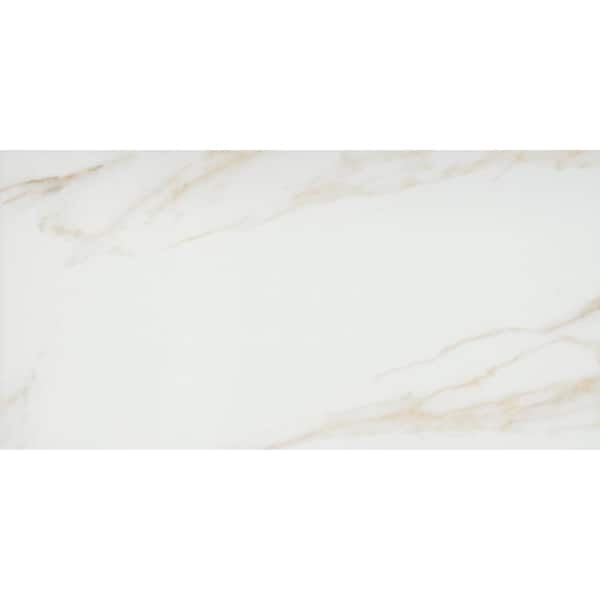 EMSER TILE Sculpture Oro 12.09 in. x 24.21 in. Matte Porcelain Marble Look Floor and Wall Tile (10.16 sq. ft./Case)