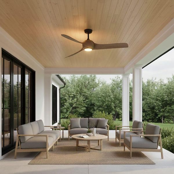 Tiburon 56.0 in. Indoor/Outdoor Integrated LED Matte Black Ceiling Fan with Remote Control