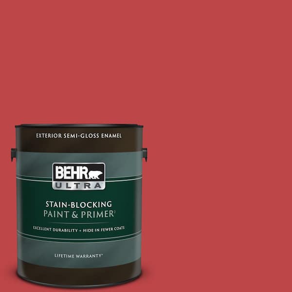 BEHR ULTRA 1 gal. Home Decorators Collection #HDC-FL13-1 Glowing Scarlet Semi-Gloss Enamel Exterior Paint & Primer