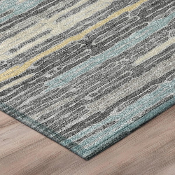 Chantille Machine Washable Indoor/Outdoor Abstract ACN3114 Gray 8 ft. x 8 ft. Round Rug