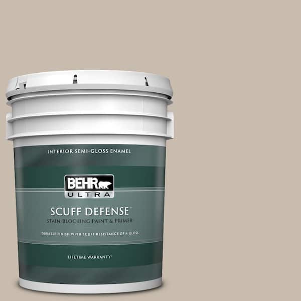 BEHR ULTRA 5 gal. #ECC-44-1 Barley Field Extra Durable Semi-Gloss Enamel Interior Paint & Primer