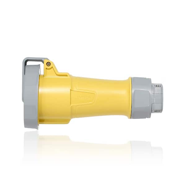 Leviton LEV Series 30 Amp 125-Volt 3-Phase, 2P, 3-Watt IEC 60309-1 and 60309-2 Pin and Sleeve Connector Watertight, Yellow