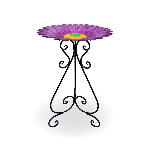 BACKYARD EXPRESSIONS PATIO · HOME · GARDEN 24 in. Purple Metal Flower Birdbath