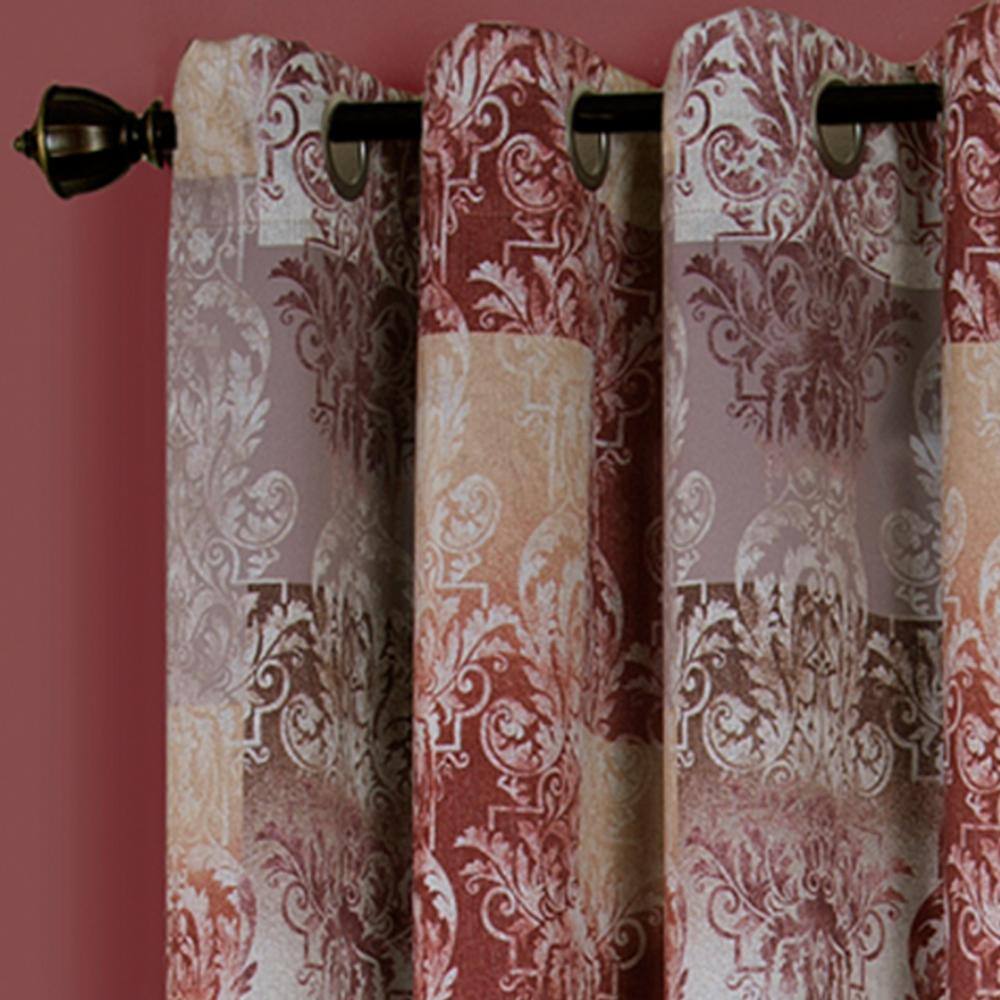 Marsala Red Polyester Room-Darkening Grommet Curtain Panel