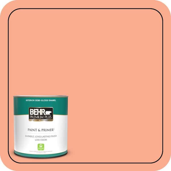 BEHR PREMIUM PLUS 1 qt. #210B-4 Sunset Strip Semi-Gloss Enamel Low Odor Interior Paint & Primer