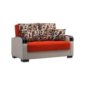 Goliath Collection Convertible 63 in. Orange Chenille 2-Seater Loveseat with Storage