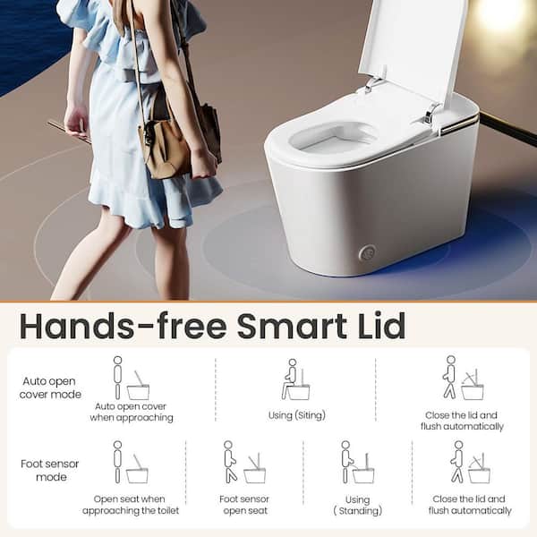 YULIKA Elongated 1.28 GPF Smart Bidet Toilet with Foam Shield