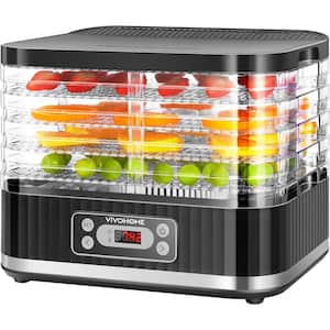 5-Tray Electric Black Food Dehydrator with Digital Timer and Temperature Control