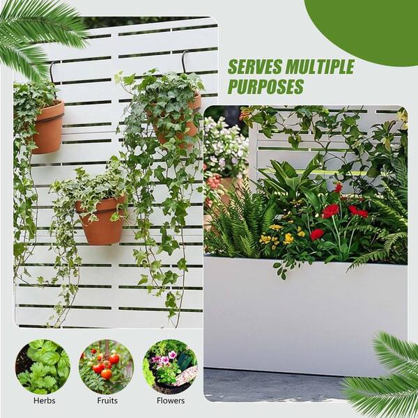 PexFix 59 in. H x 30 in. W White Planter Box with Trellis Elevated