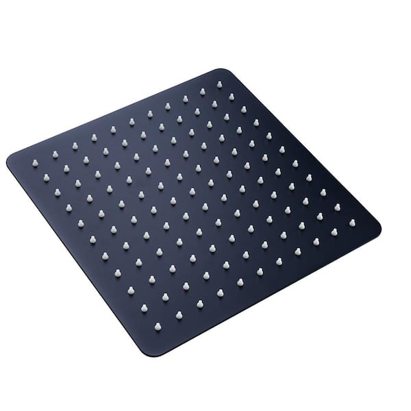 RAINLEX 1-Spray Patterns with 2.5 GPM 10 in. Square Wall Mount Metal Ultra-Thin Fixed Shower Head in Matte Black