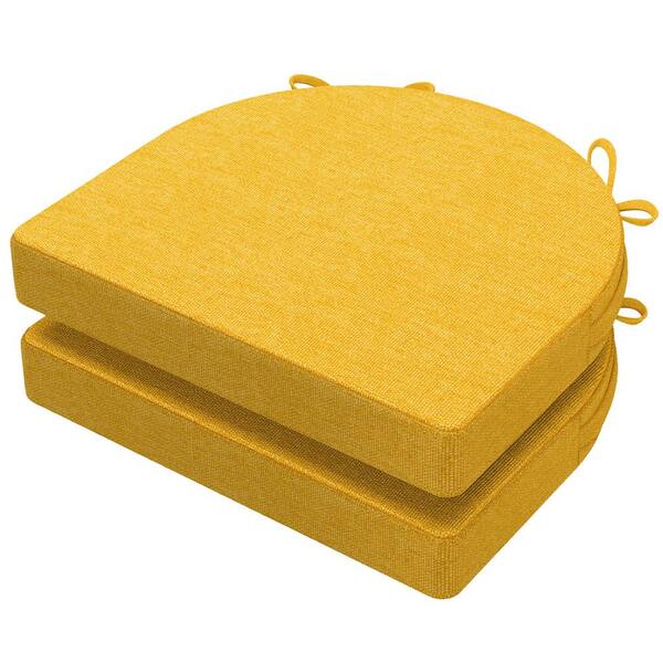 Unbranded 17 in. x 16 in. x 2 in. U-Shaped Indoor Chair Cushions Removable Cover Dining Chairs in Golden Yellow (Set of 2)