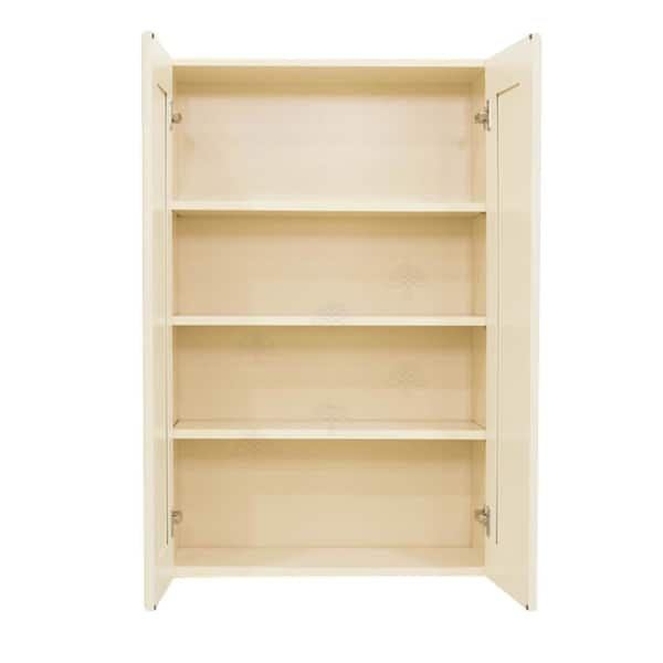 LIFEART CABINETRY Oxford Creamy White Plywood Raised Panel Stock Assembled Wall Kitchen Cabinet (36 in. W x 42 in. H x 12 in. D)