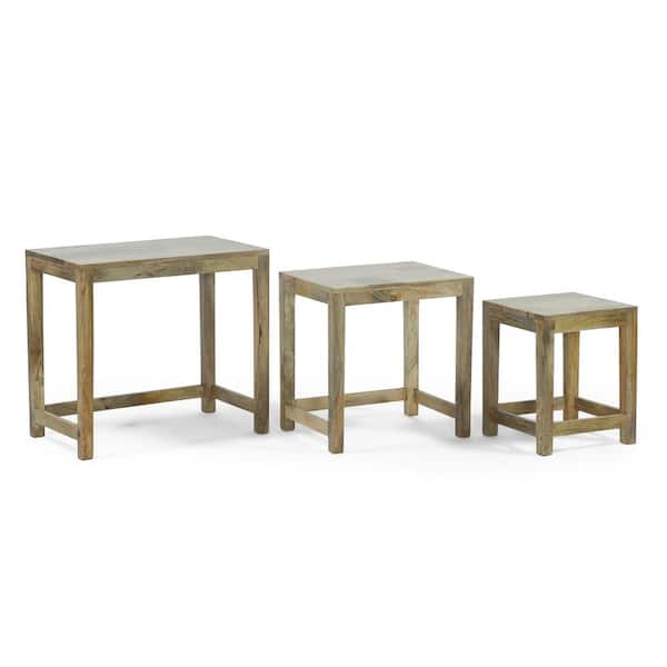 Noble House Corneu Natural Nested Side Tables (Set of 3)