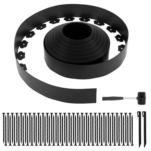 Flexible Plastic Landscape Edging 66 ft. x 4 in. Garden Border w/ 60-Spikes and 2-Ground Stakes, No-Dig Design for Yards