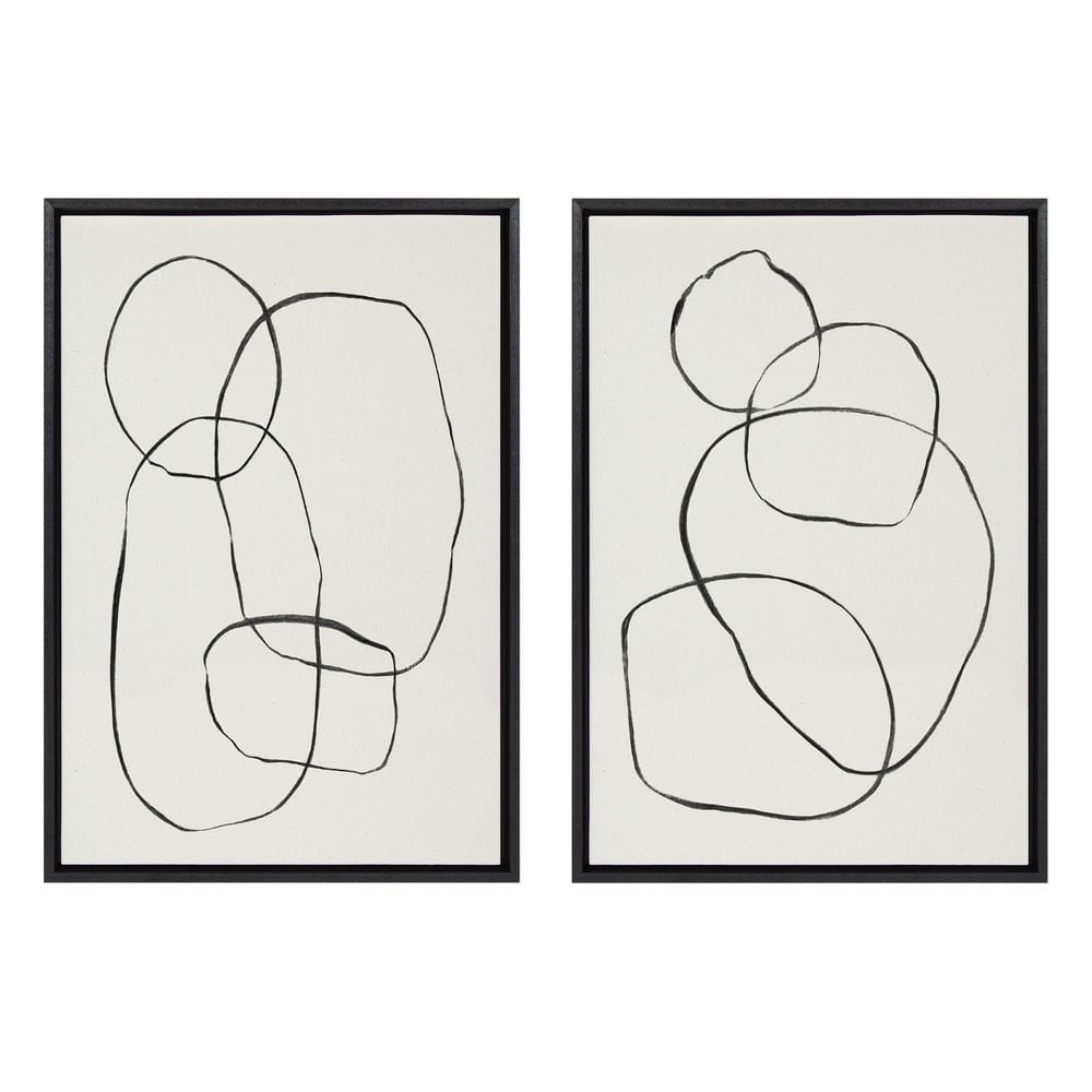Kate and Laurel 871 Modern Circles  869 Going in Circles by Teju Reval Framed  Abstract Canvas Wall Art Print 33 in. x 23 in. (Set of 2) 222858 The Home  Depot