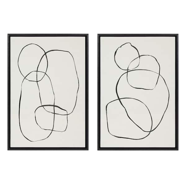 Kate and Laurel 871 Modern Circles & 869 Going in Circles by Teju Reval Framed Abstract Canvas Wall Art Print 33 in. x 23 in. (Set of 2)