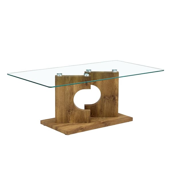 Polibi Modern 47.2 in. Natural Rectangle Glass Coffee Table