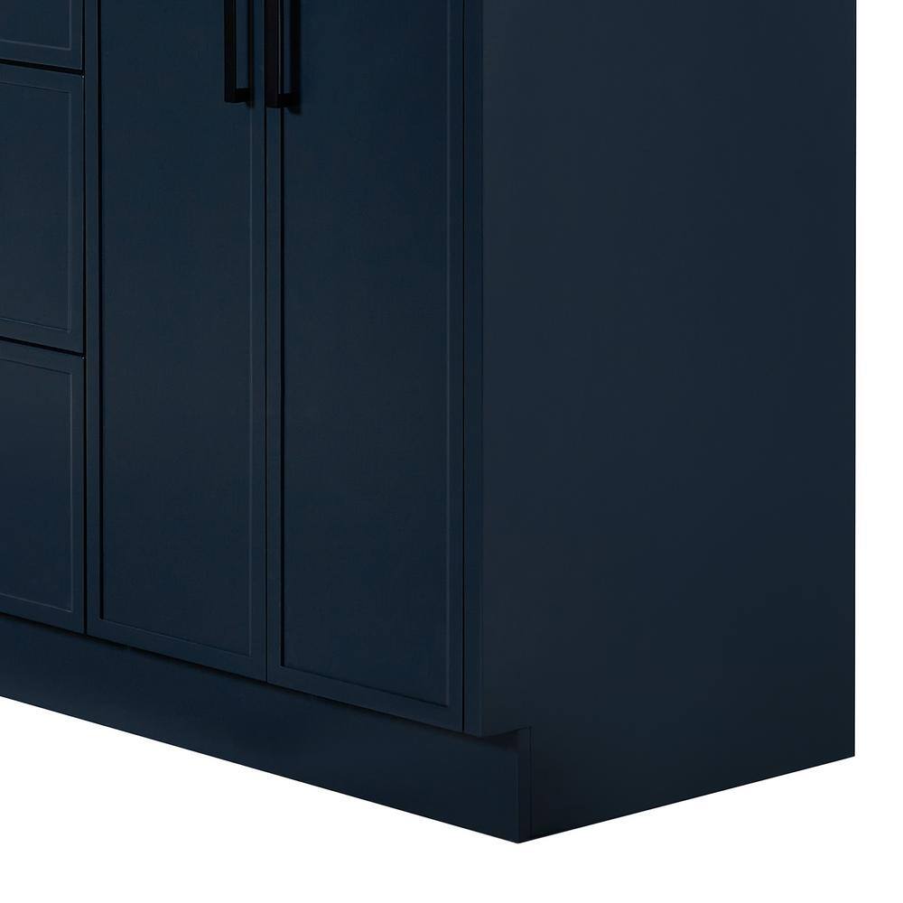 Midnight Blue Double Sink Freestanding Vanity with Carrara Marble Top