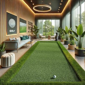 Golf Putting Green Waterproof Solid Indoor/Outdoor 3 ft. x 5 ft. Green Artificial Grass Runner Rug
