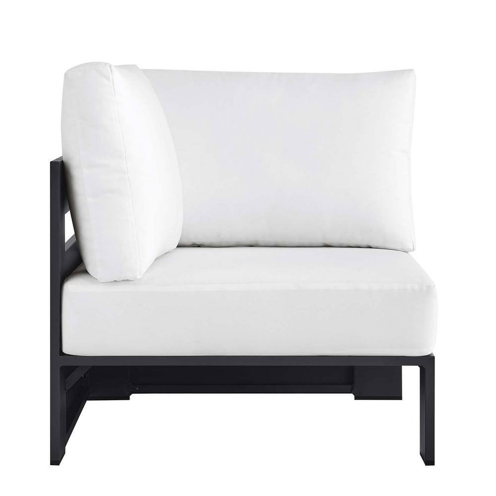 Tahoe Gray and White Aluminum Outdoor Corner Chair