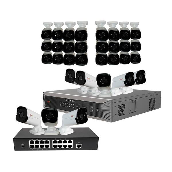 Revo Ultra Plus HD Commercial Grade 32-Channel 4TB NVR Surveillance System with 32 4-MP Bullet Cameras & 32 100 ft. CAT5E