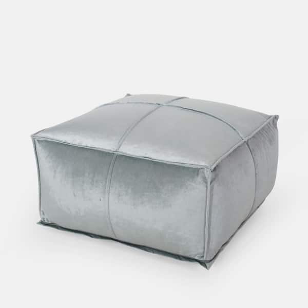 wetiny Seafoam Blue Velvet Square Pouf