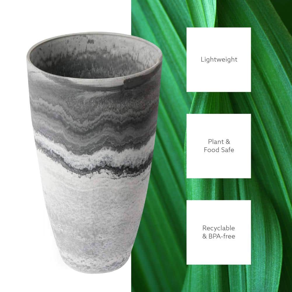 Acerra 12" x 20" Gray and White Stone Composite Patio Planter