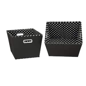 10 in. H x 12 in. W x 14 in. D Black Canvas Cube Storage Bin 2-Pack