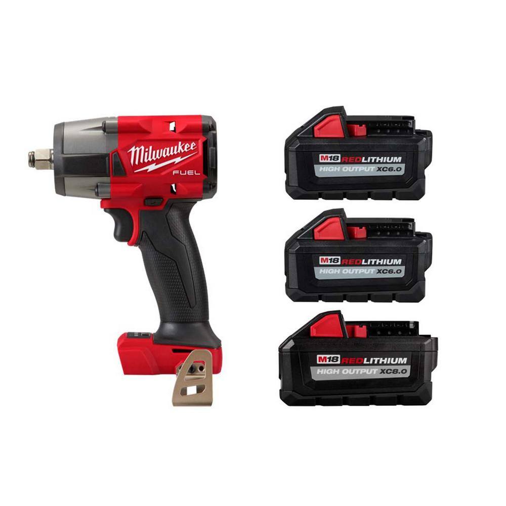 Milwaukee M18 FUEL Gen-2 18-Volt Lithium-Ion Brushless Cordless Mid Torque 1/2 in. Impact Wrench w/Friction Ring w/(3) Batteries