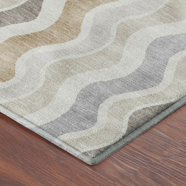Mayfield Premium Machine Washable Abstract AMF2342 Ivory 2 ft. x 3 ft. Accent Rug