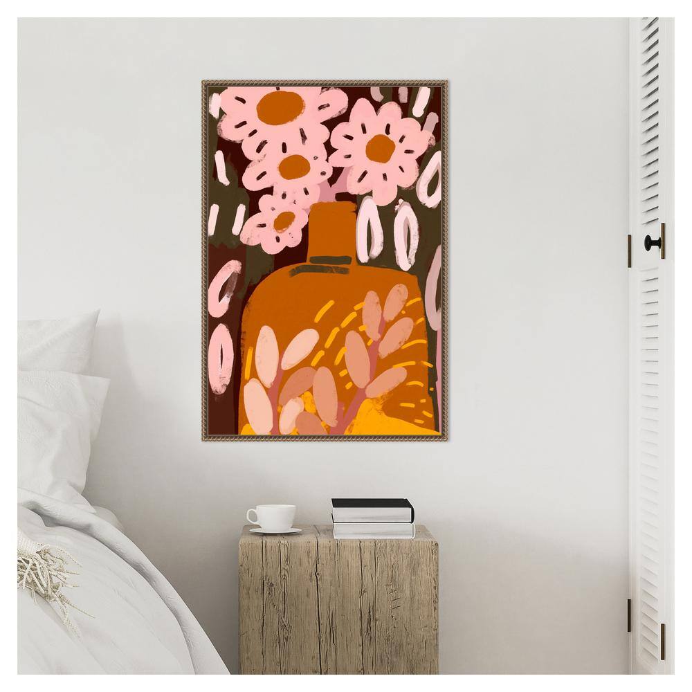 33"x23" Pastel Floral Abstract Canvas Print with Bronze Frame