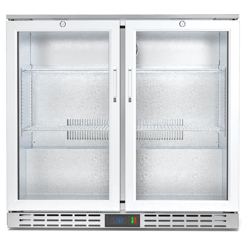 36 in. 7.4 cu. ft Back Bar Cooler Commercial Under Counter Beverage Refrigerator with 2 Glass Doors in Stainless Steel