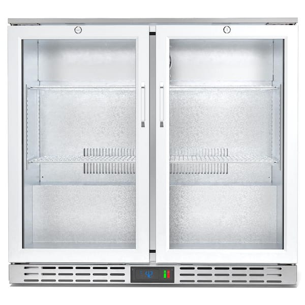 Coolake 36 in. 7.4 cu. ft Back Bar Cooler Commercial Under Counter Beverage Refrigerator with 2 Glass Doors in Stainless Steel