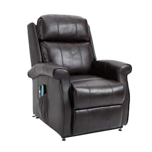 Black 38 in. W Faux Leather Elderly Power Lift Recliner