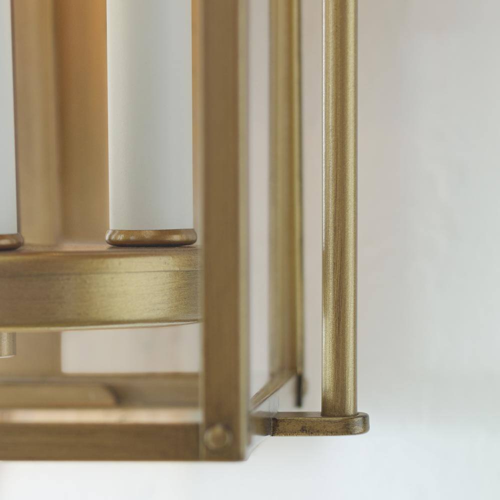 Wellsworth Painted Distressed Brass 3-Light Rectangular Lantern Sconce