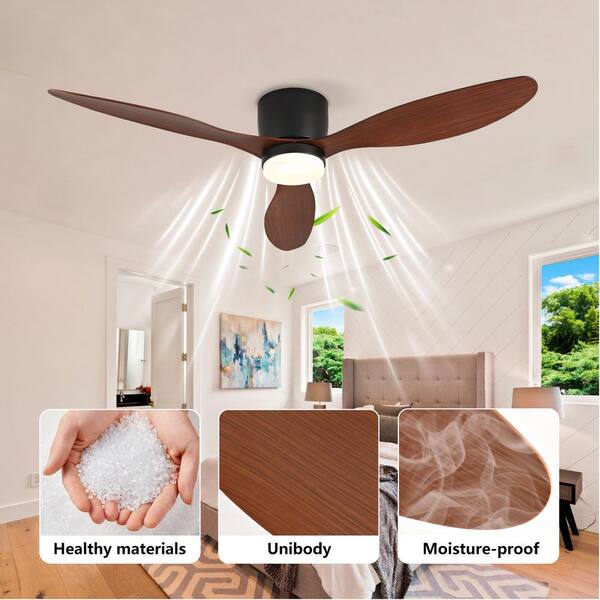 FEKZO 52 in. Indoor Black Flush Mount Low Profile Standard Ceiling
