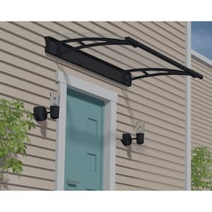 Aquila 3 ft. x 5 ft. Gray/Clear Door and Window Fixed Awning with Siding Connector Kit