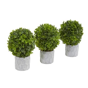 9 In. Boxwood Artificial Mini Topiary, Set of 3