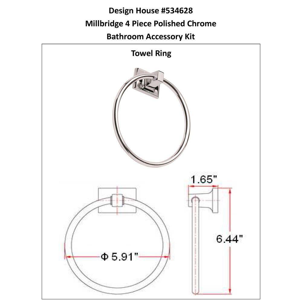Millbridge Polished Chrome 4-Piece Bathroom Accessory Kit
