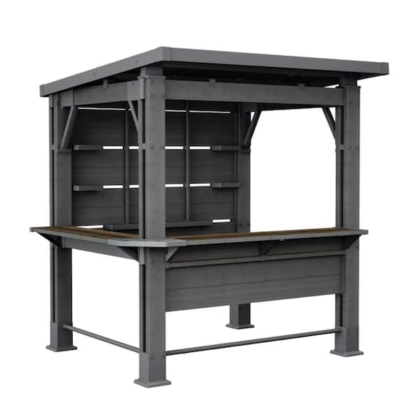 7.5 ft. x 6.6 ft. Grey Resin Bar Gazebo