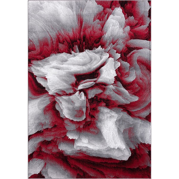 Abani Arto Grey 4 ft. x 6 ft. Abstract Polypropylene Area Rug