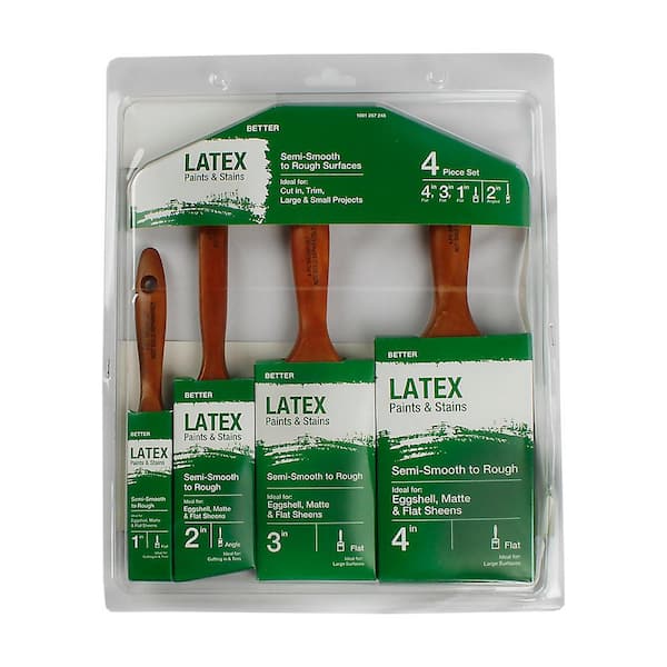 Unbranded Better 1 in. Flat Cut, 2 in. Angled Sash, 3 in. Flat Cut, 4 in. Flat Cut Polyester Blend Paint Brush Set (4-Pack)